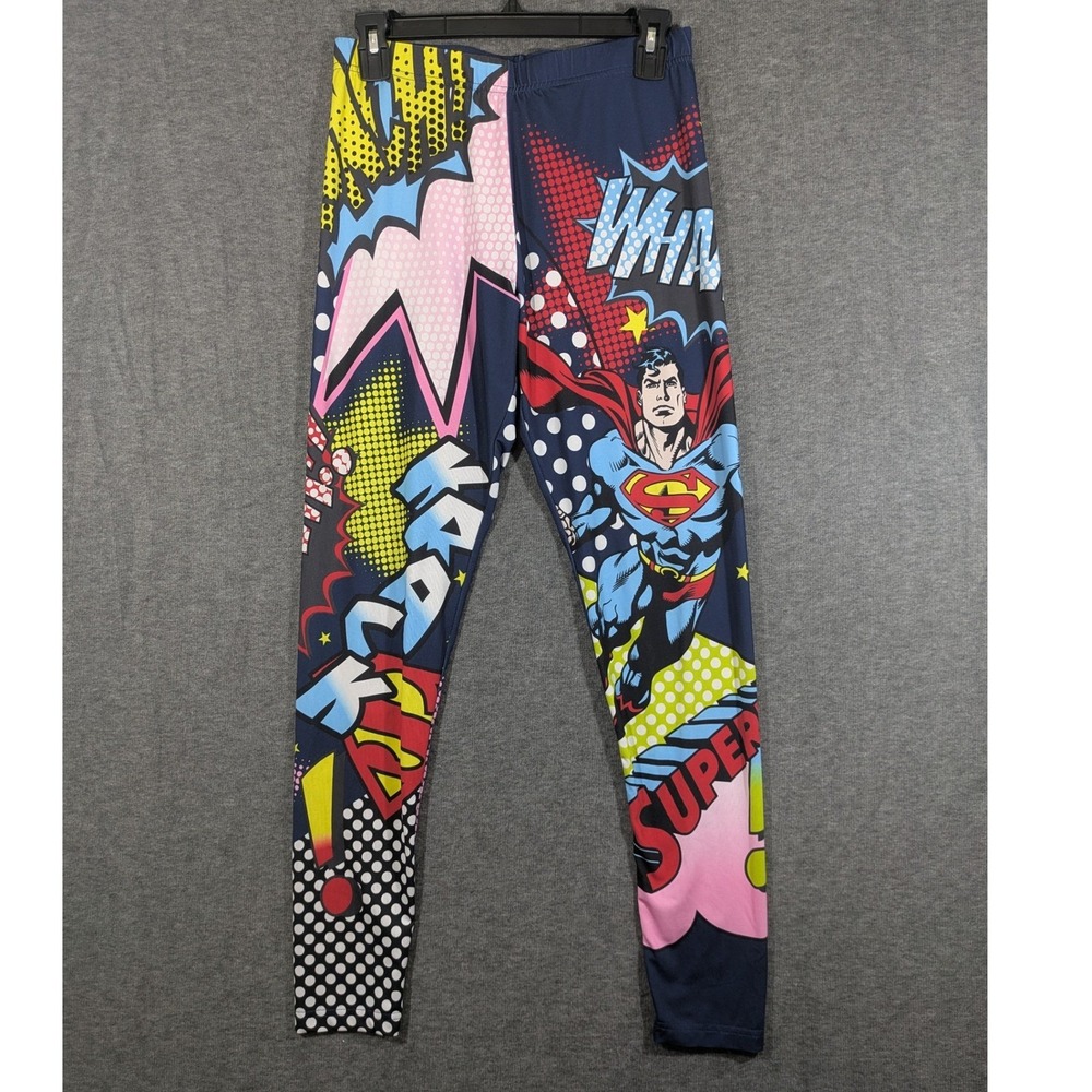 DC Comics Superman Graphic Leggings Pop Art Comic Print Juniors Medium